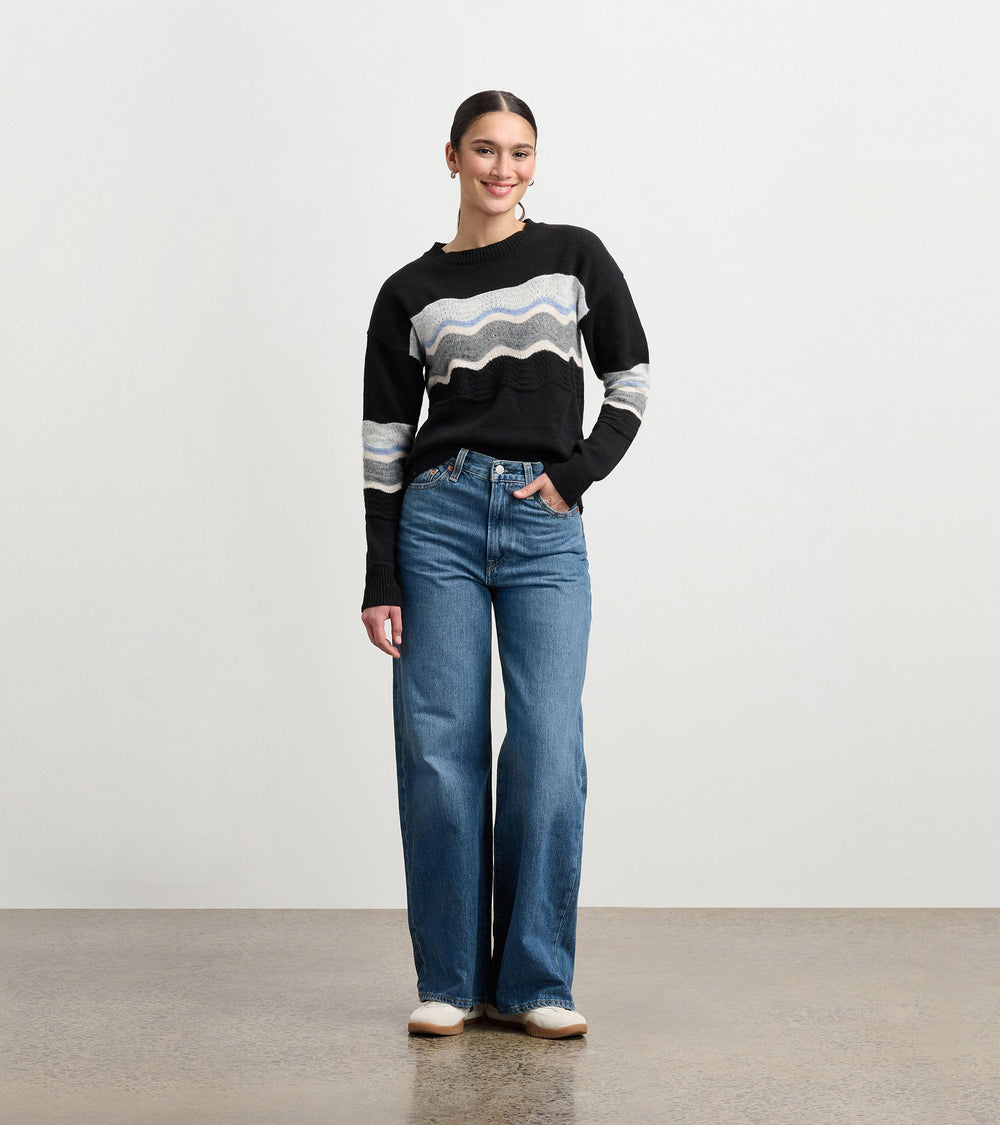 Hatley Pointelle Wave Sweater - Black
