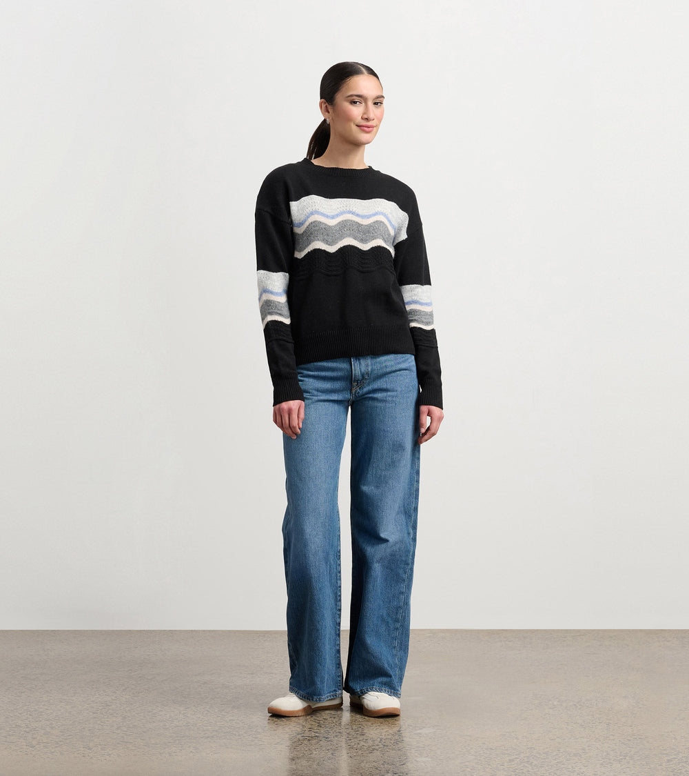 Hatley Pointelle Wave Sweater - Black