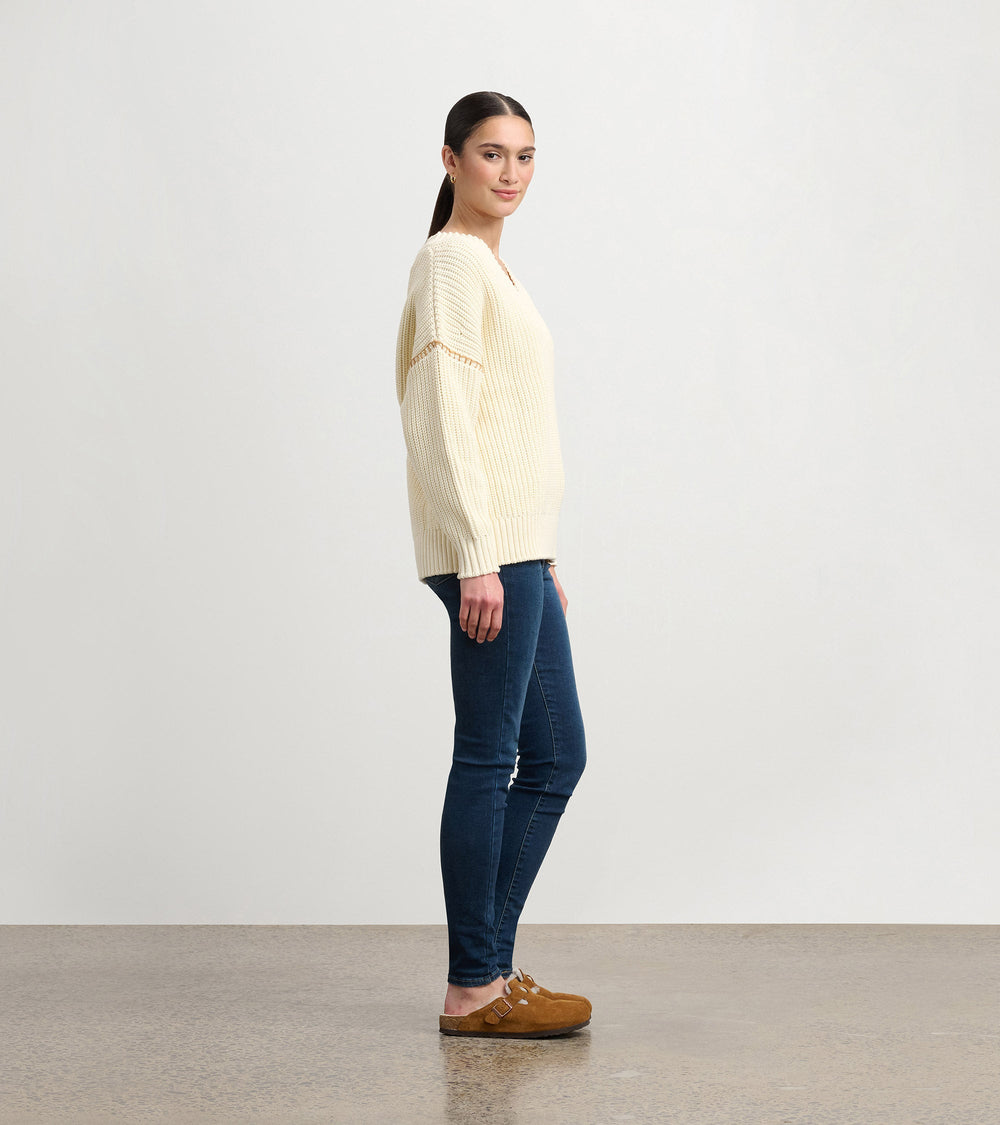 Hatley V-Neck Slouchy Sweater - Cream