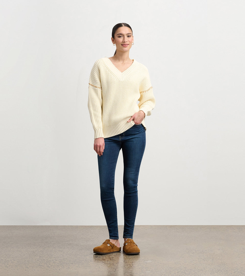 Hatley V-Neck Slouchy Sweater - Cream