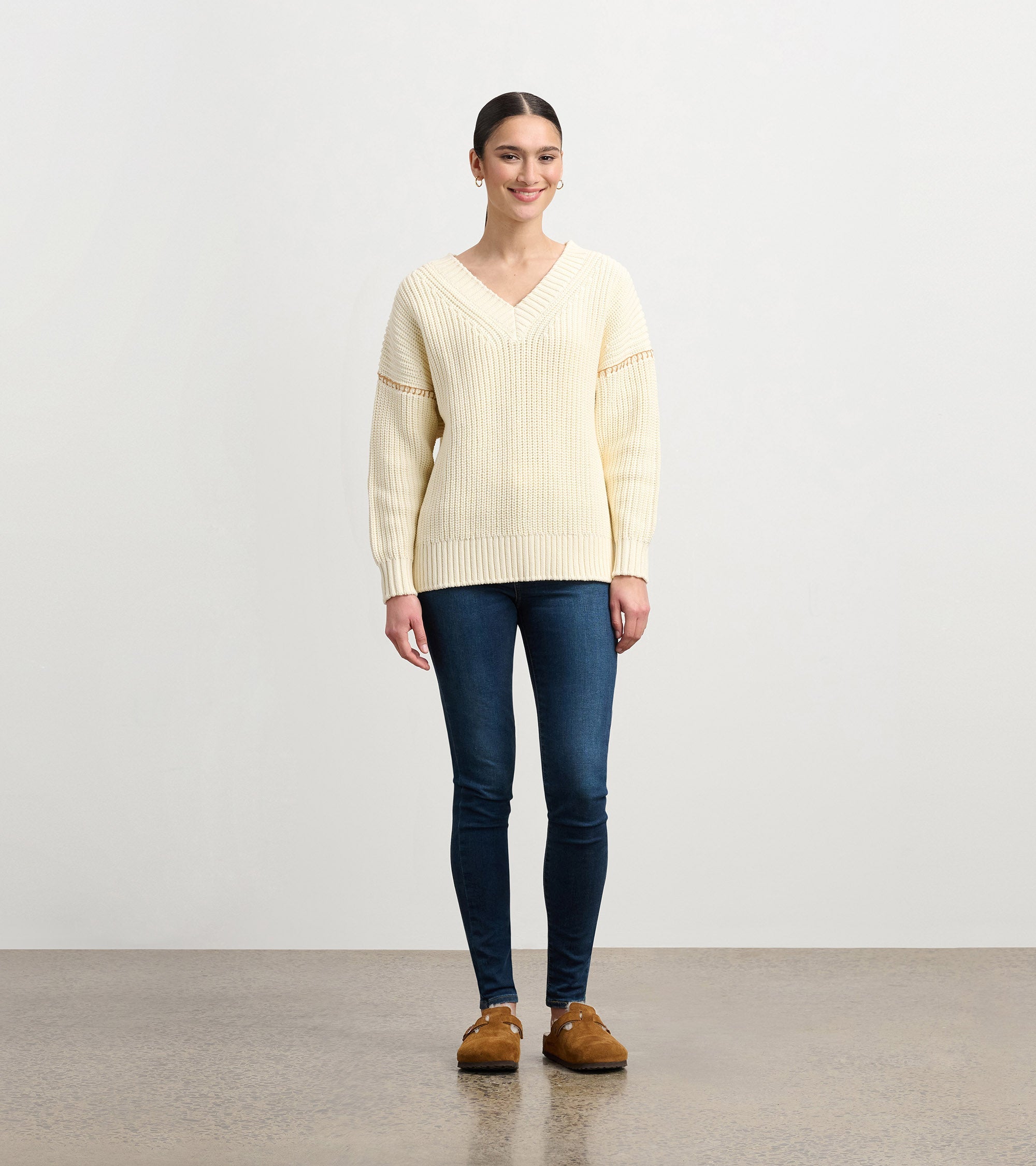 Hatley V-Neck Slouchy Sweater - Cream