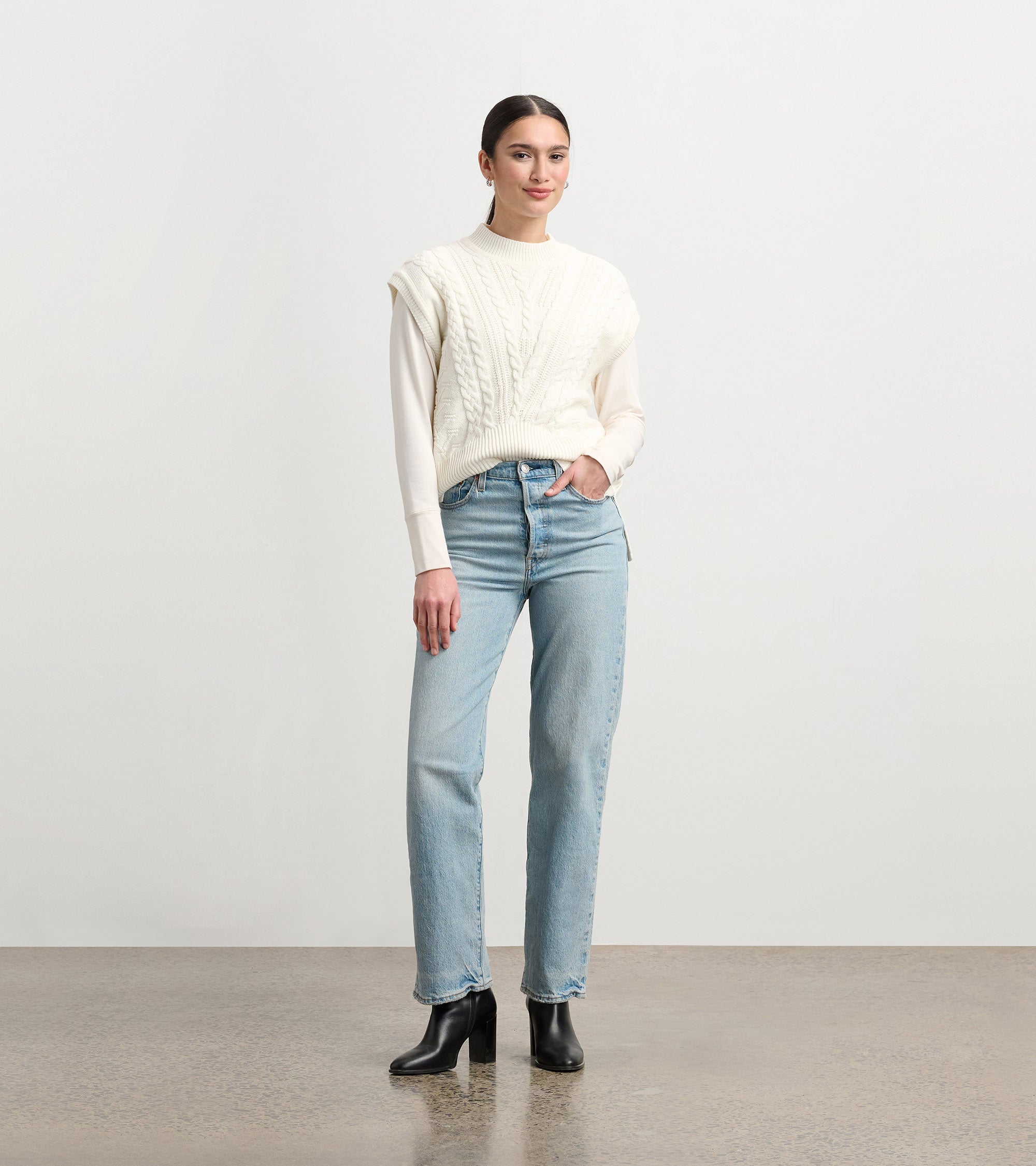 Hatley Cable Sweater Vest - Cream