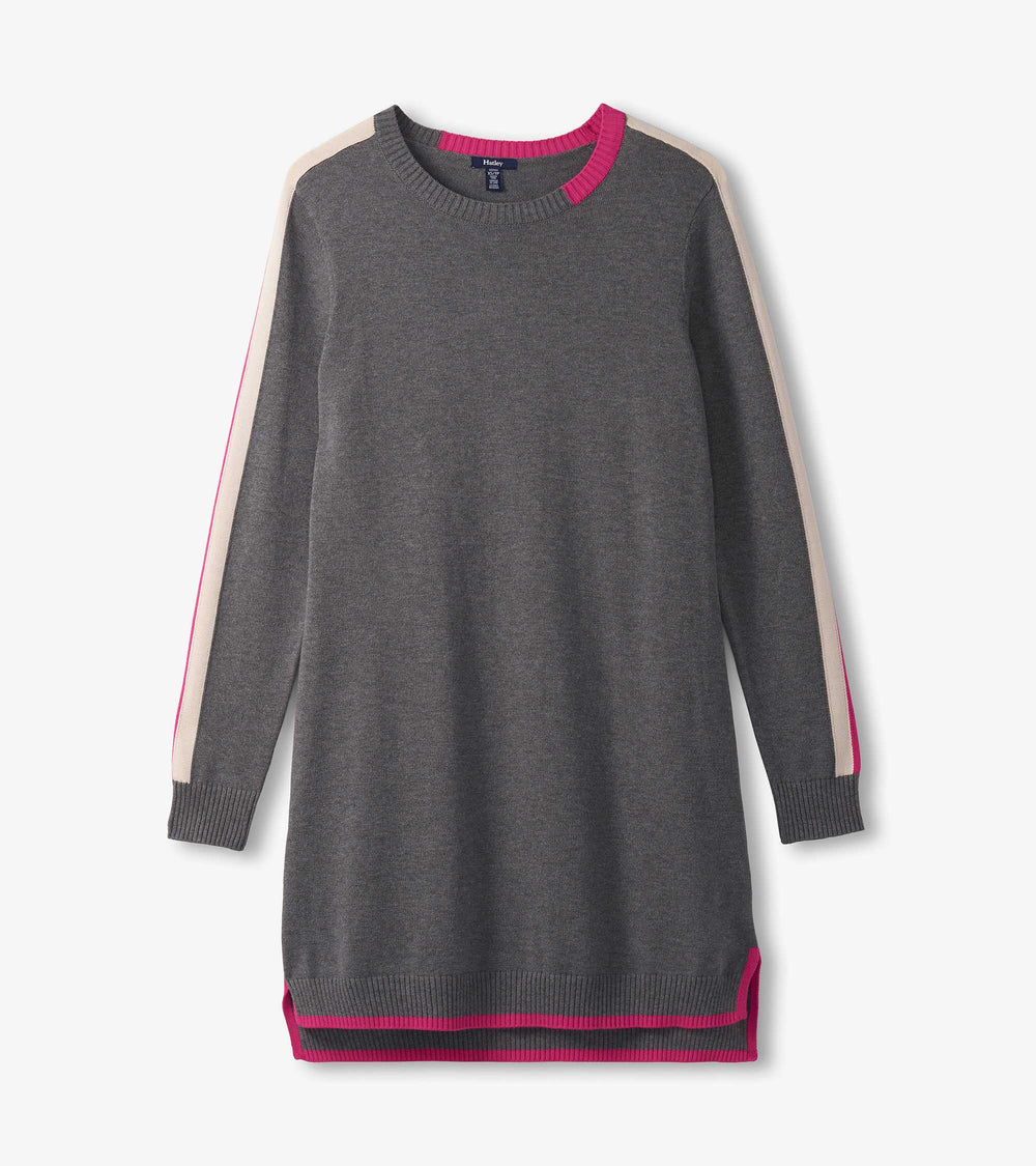 Hatley Contrast Trim Sweater Dress - Charcoal