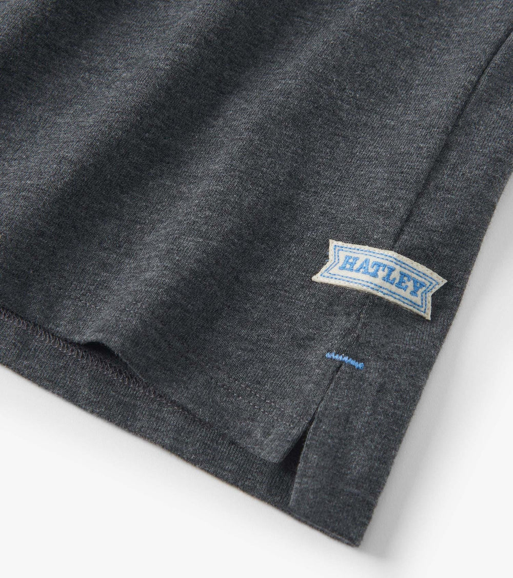 Hatley Boys Blue and Grey Color Block Long Sleeve Polo Shirt