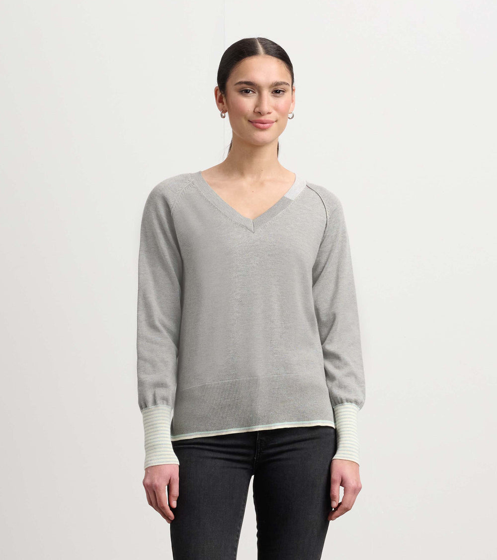 Hatley Cary V-Neck Sweater - Charcoal Melange