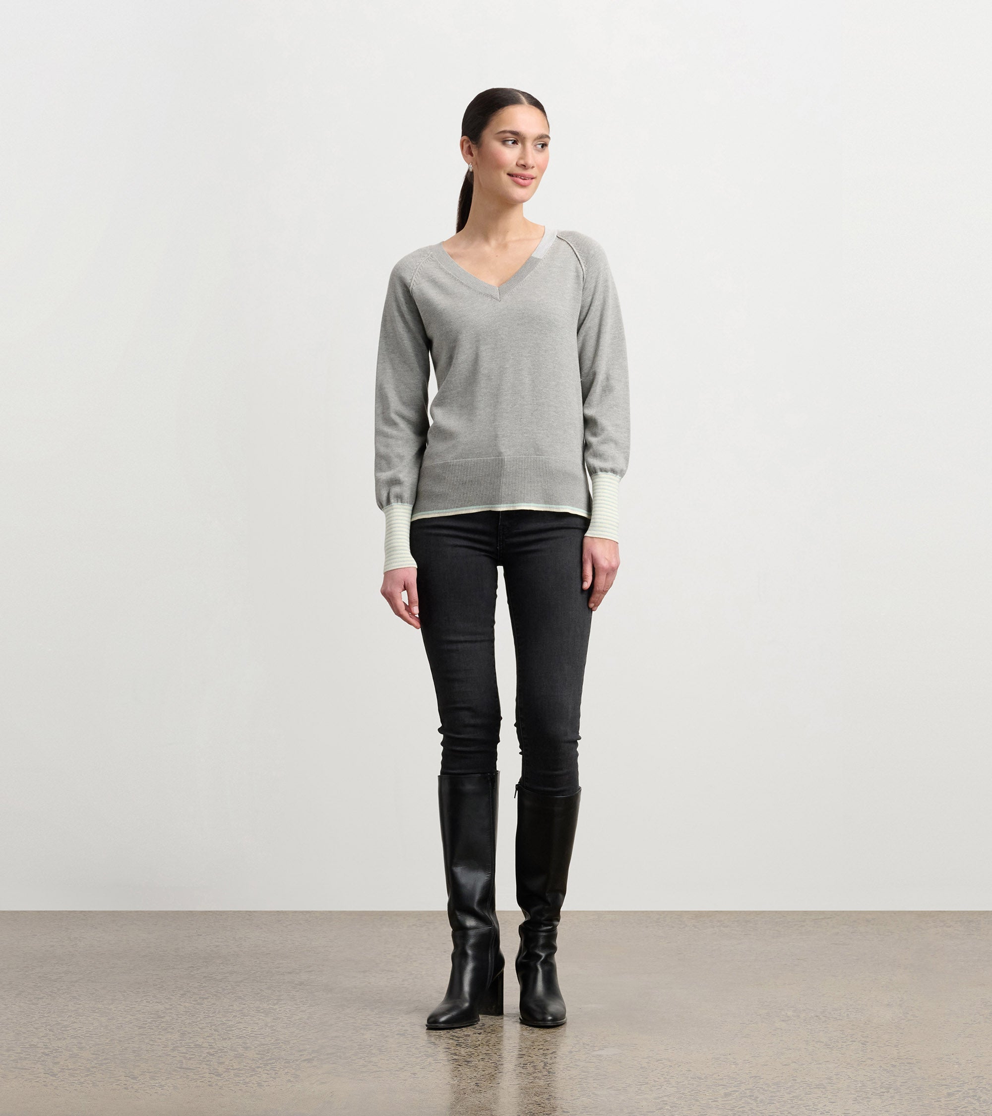 Hatley Cary V-Neck Sweater - Charcoal Melange