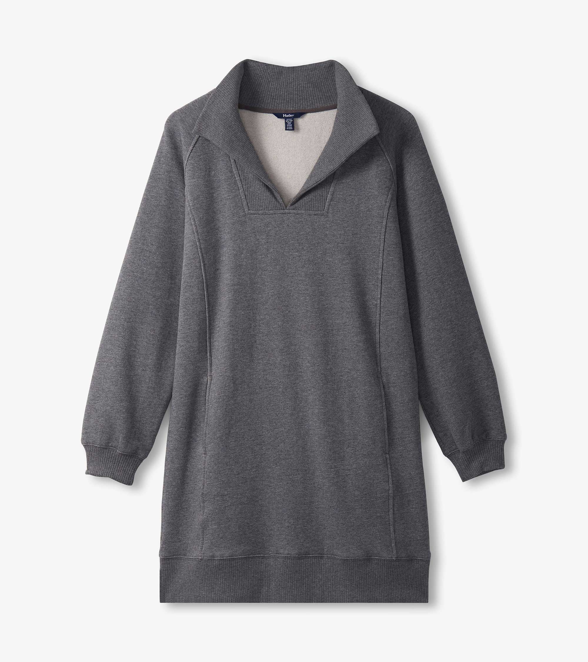 Hatley Anna Notch Neck Dress - Charcoal Melange