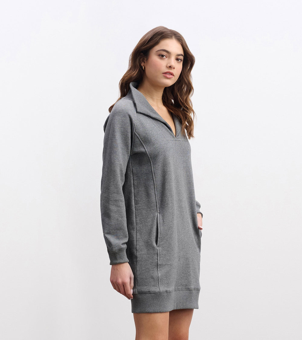 Hatley Anna Notch Neck Dress - Charcoal Melange