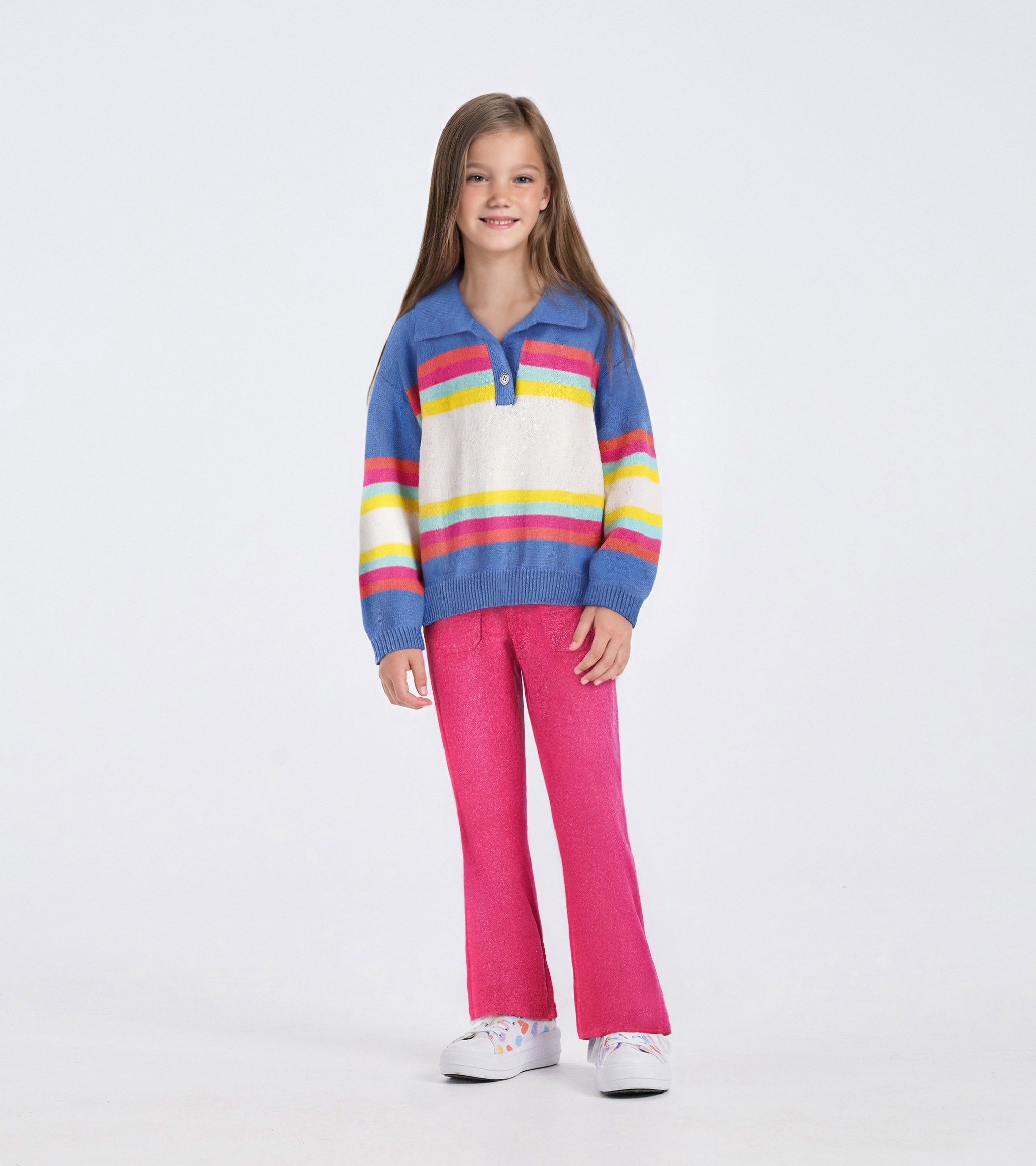 Hatley Girls Royal Colorblock Johnny Collar Sweater