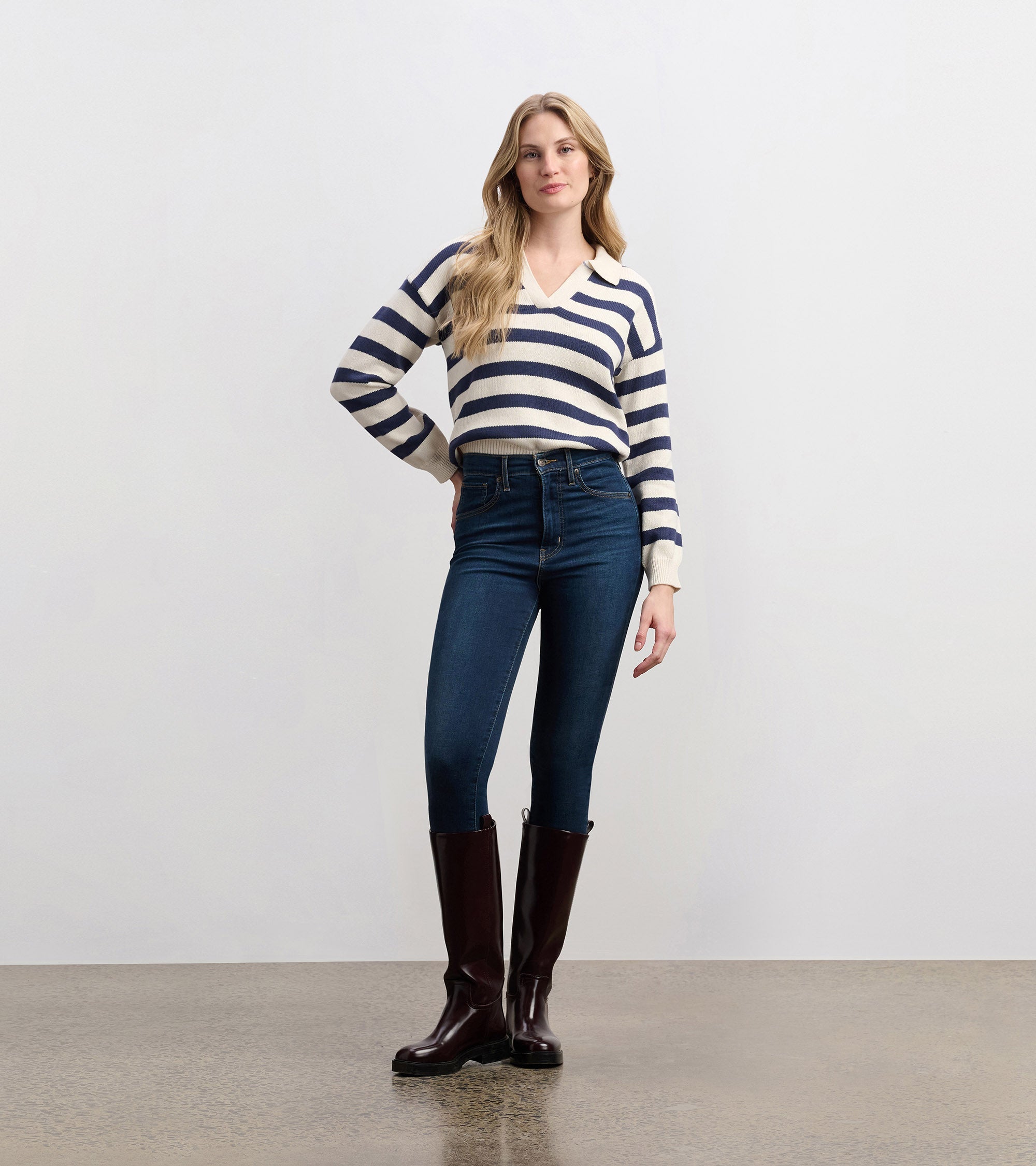 Hatley Johnny Collar Sweater - Nautical Stripes