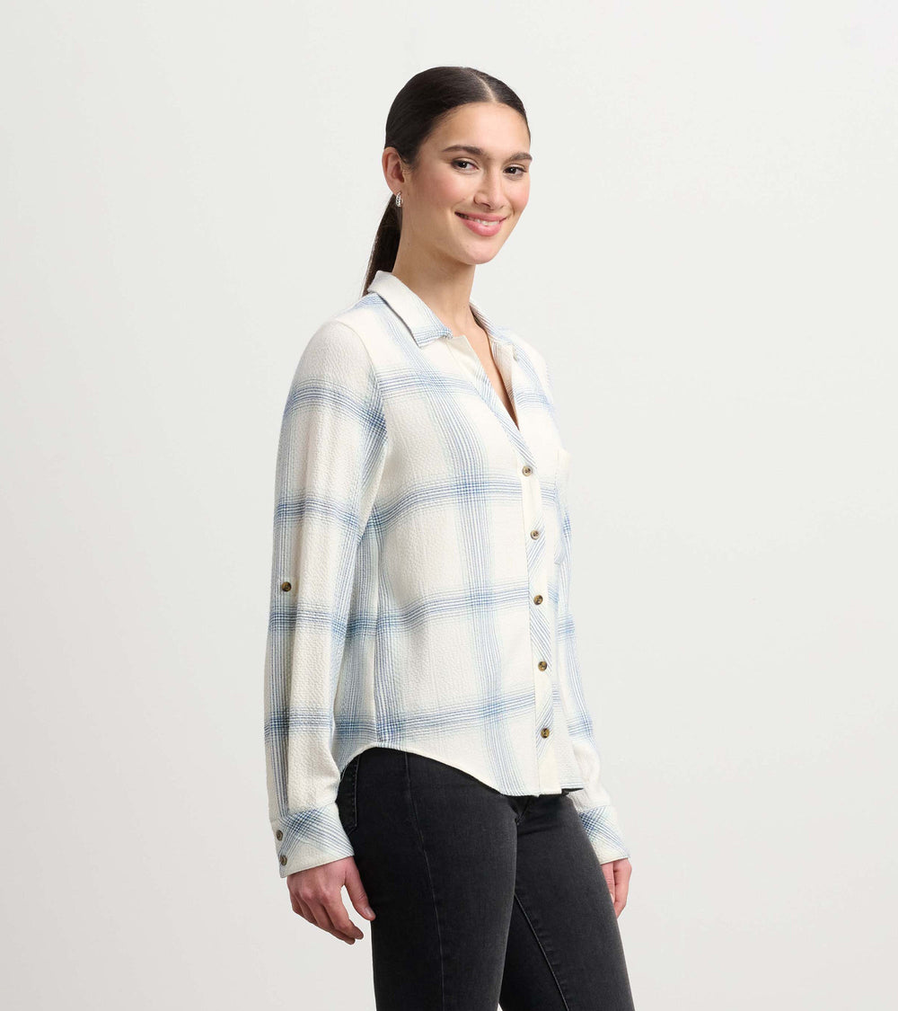 Hatley Lila Button Down - Turquoise Plaid