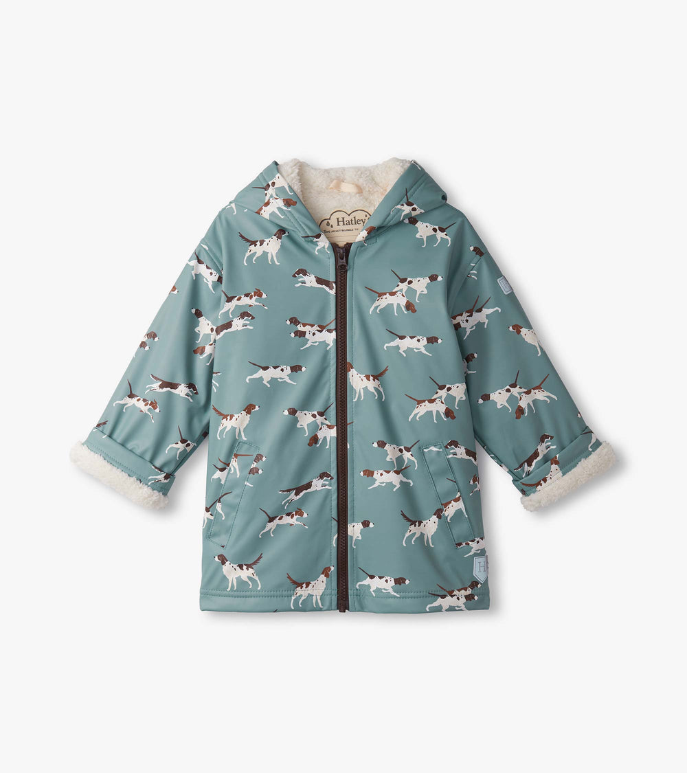 Hatley Boys Hunting Dogs Sherpa Lined Zip-Up Rain Jacket