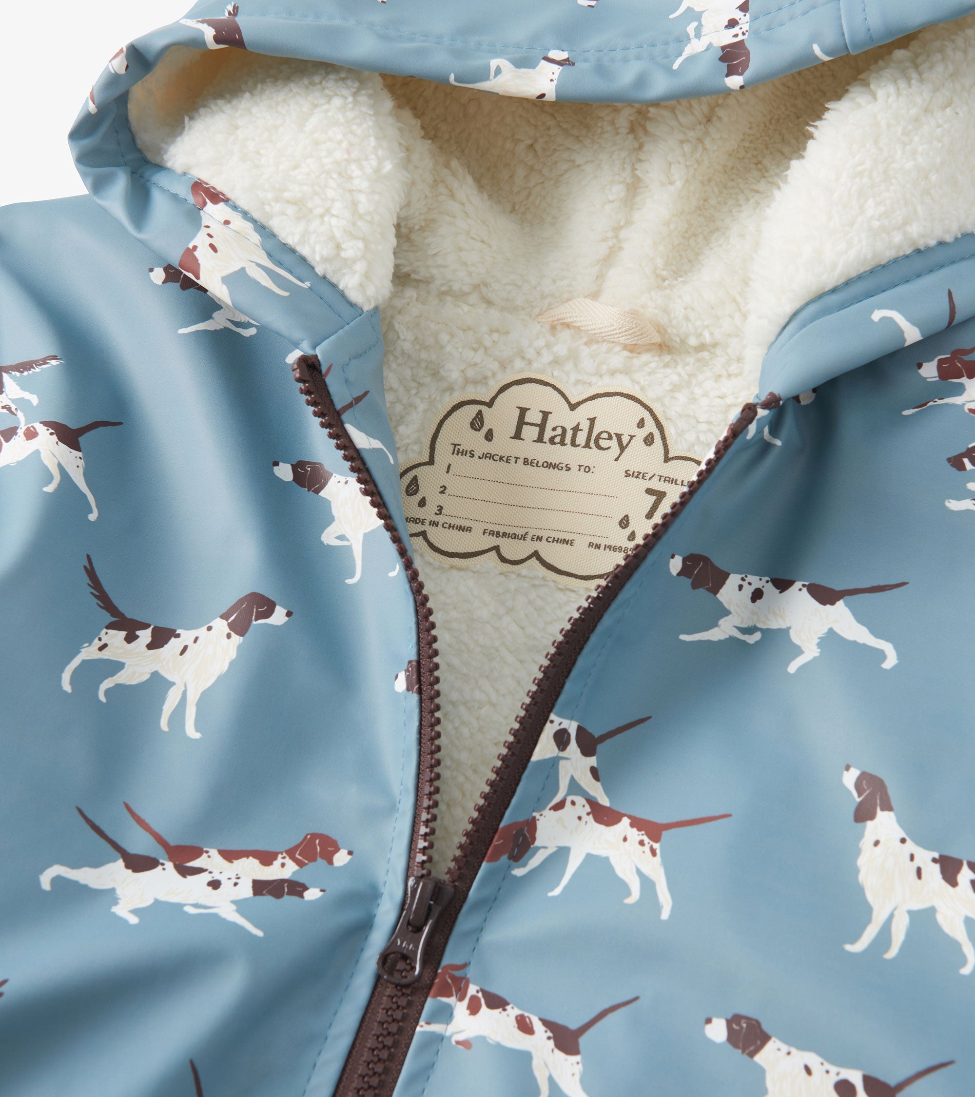 Hatley Boys Hunting Dogs Sherpa Lined Zip-Up Rain Jacket