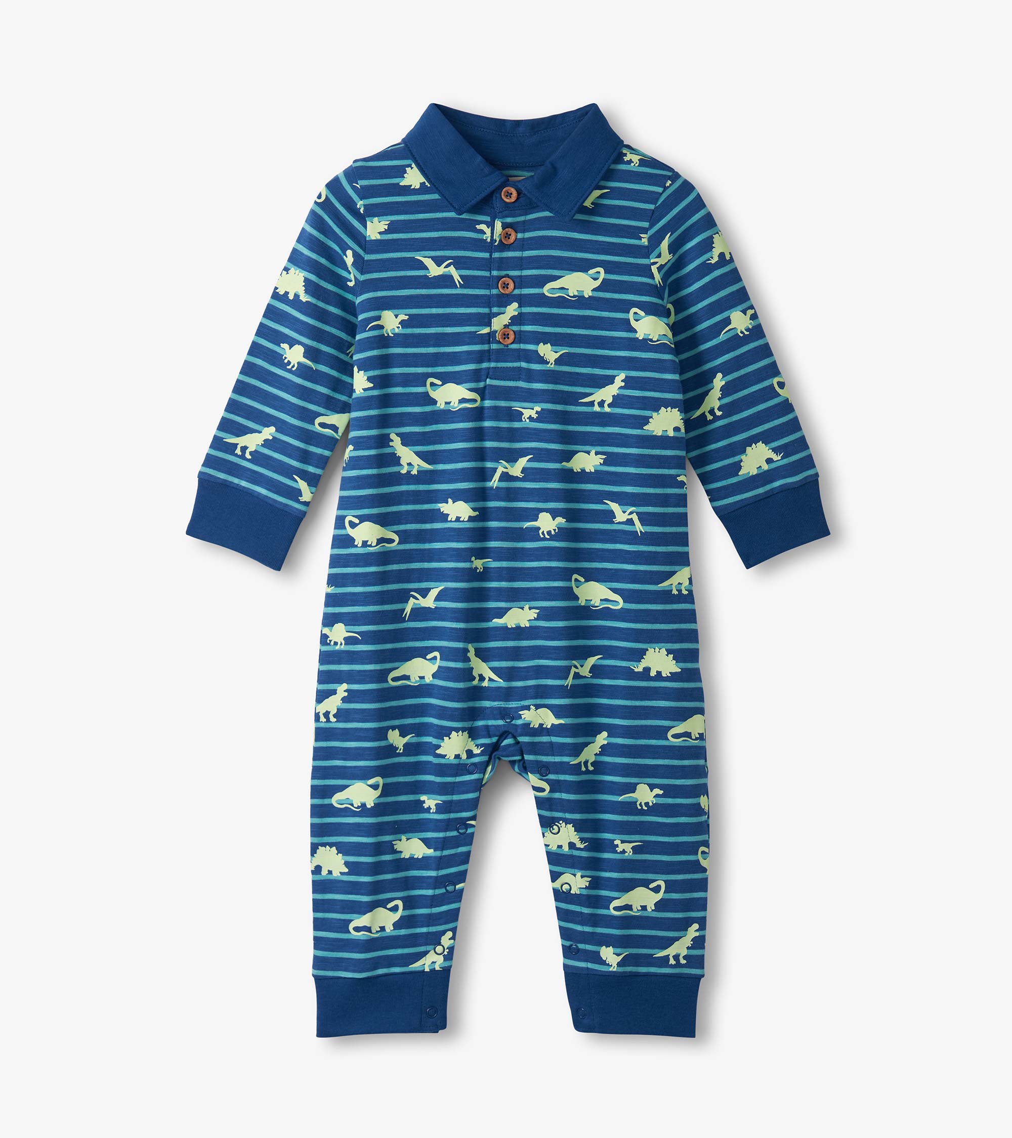 Hatley Baby Boys Glow in the Dark Mini Dino Polo Romper