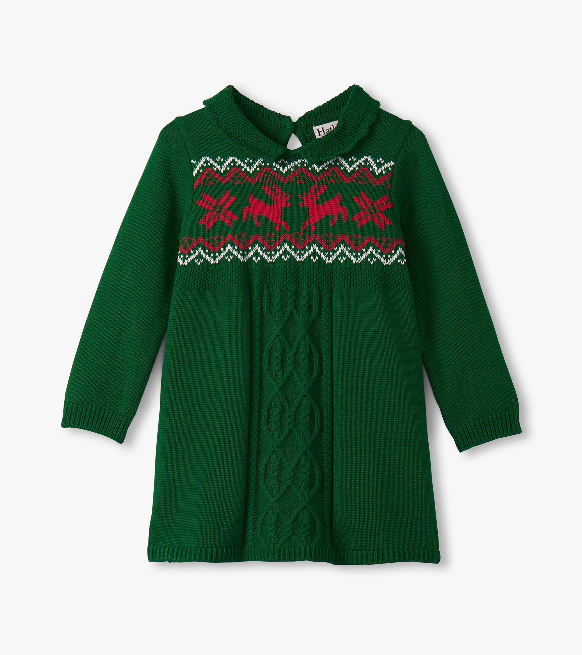 Hatley Baby & Toddler Girls Eden Green Cable Knit Sweater Dress