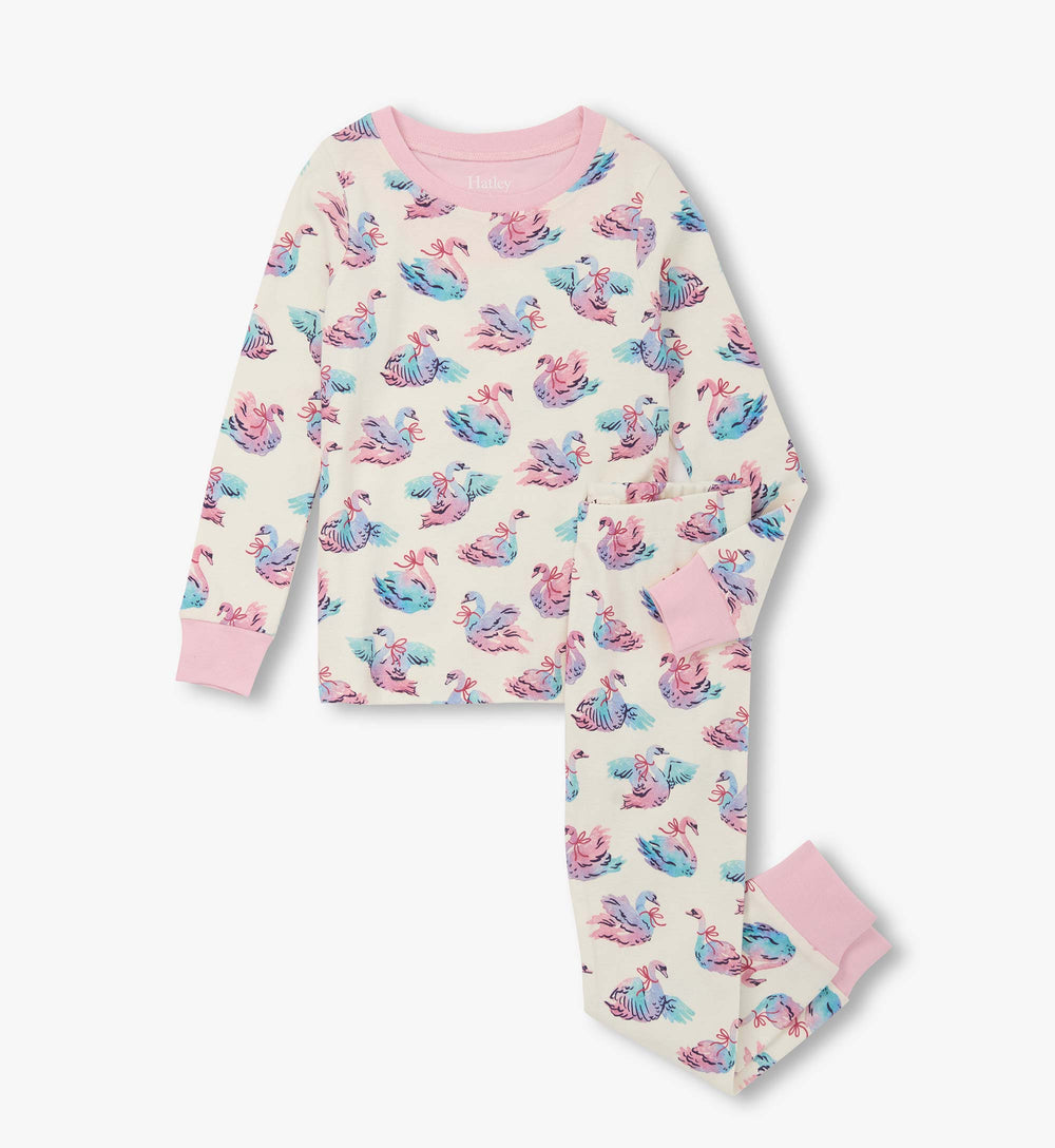 Hatley Girls Elegant Swans Cotton Pajama Set
