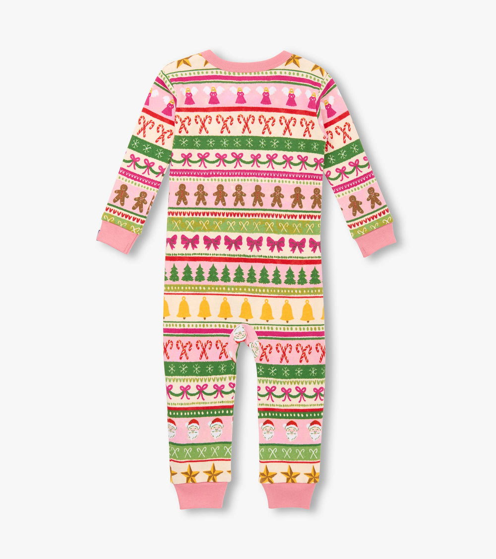 Hatley Baby Girls Pink Fun Fair Isle Cotton Sleeper