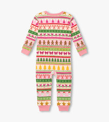 Hatley Baby Girls Pink Fun Fair Isle Cotton Sleeper