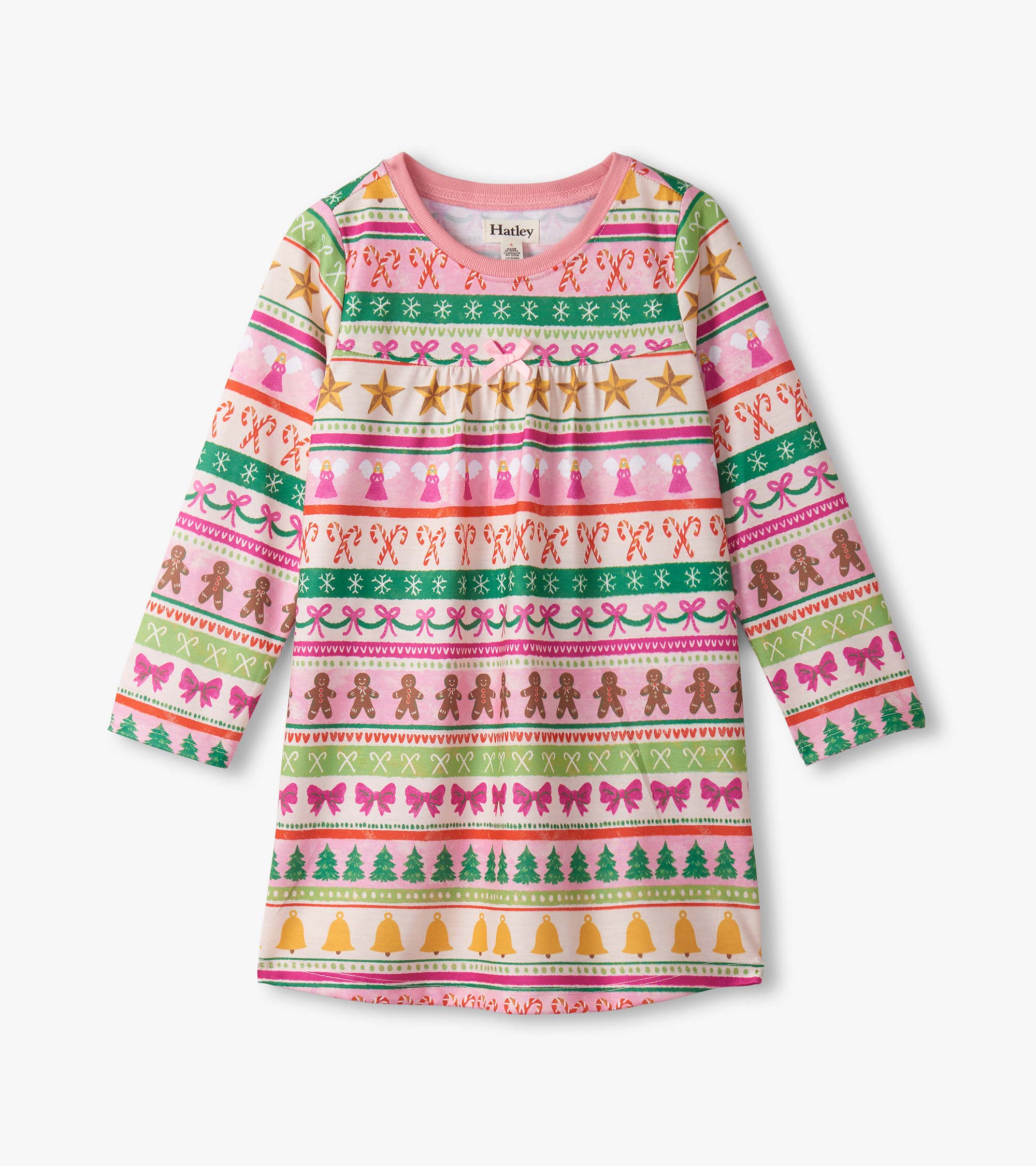 Hatley Girls Pink Fun Fair Isle Long Sleeve Nightdress