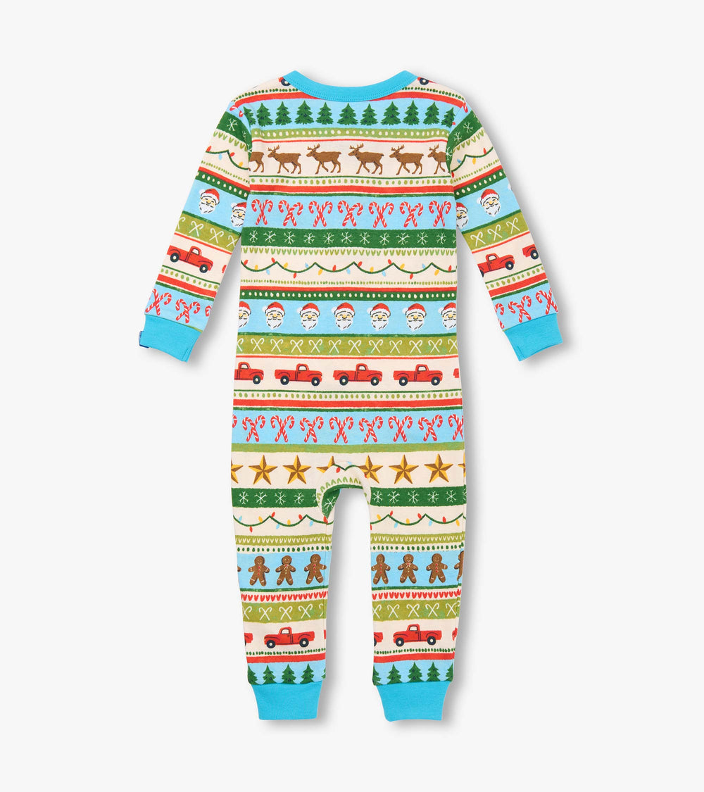 Hatley Baby Boys Blue Fun Fair Isle Cotton Sleeper