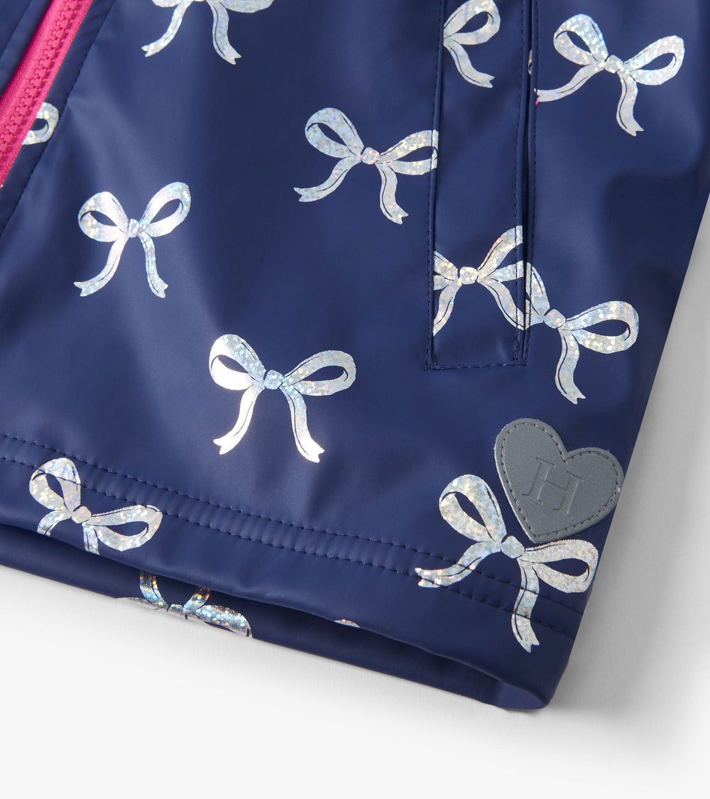 Hatley Girls Silver Ribbon Zip-Up Rain Jacket