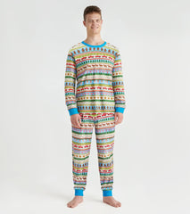 Hatley Men's Blue Fun Fair Isle Cotton Pajama Set