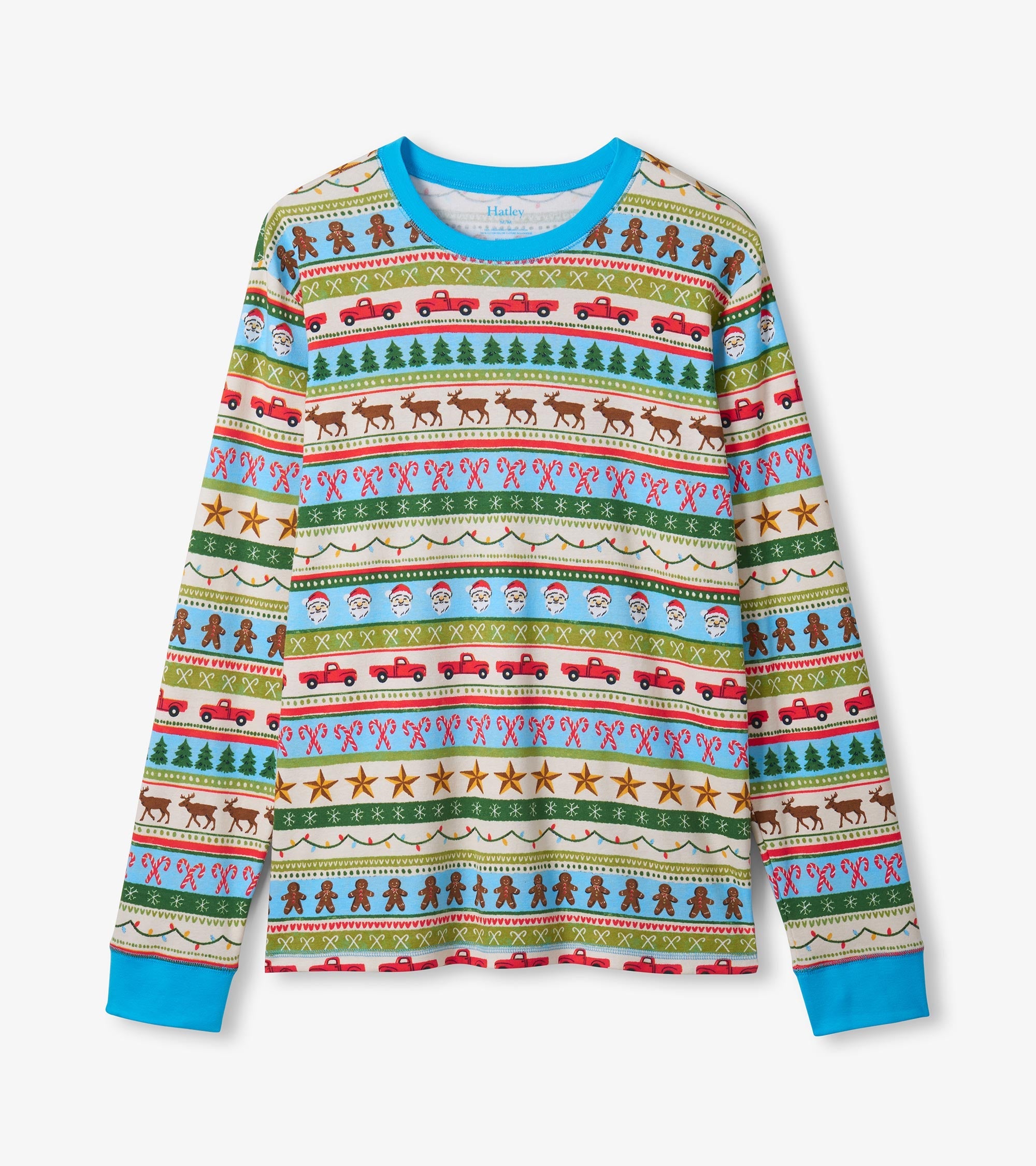 Hatley Men's Blue Fun Fair Isle Cotton Pajama Set