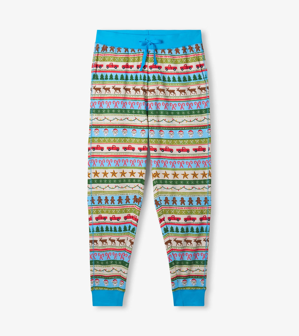 Hatley Men's Blue Fun Fair Isle Cotton Pajama Set