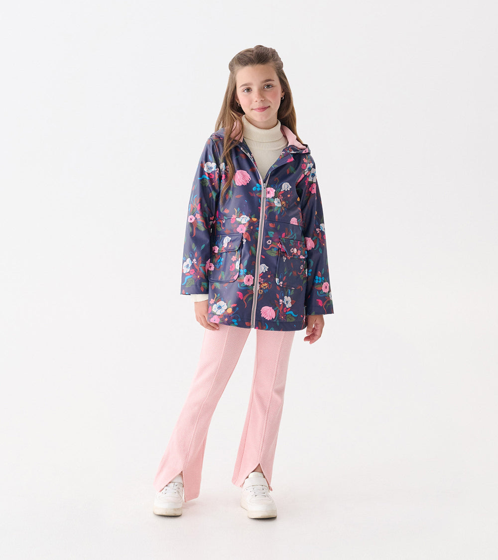 Hatley Girls Fall Floral Zip-Up Rain Jacket