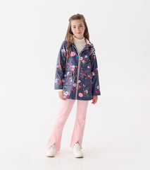 Hatley Girls Fall Floral Zip-Up Rain Jacket