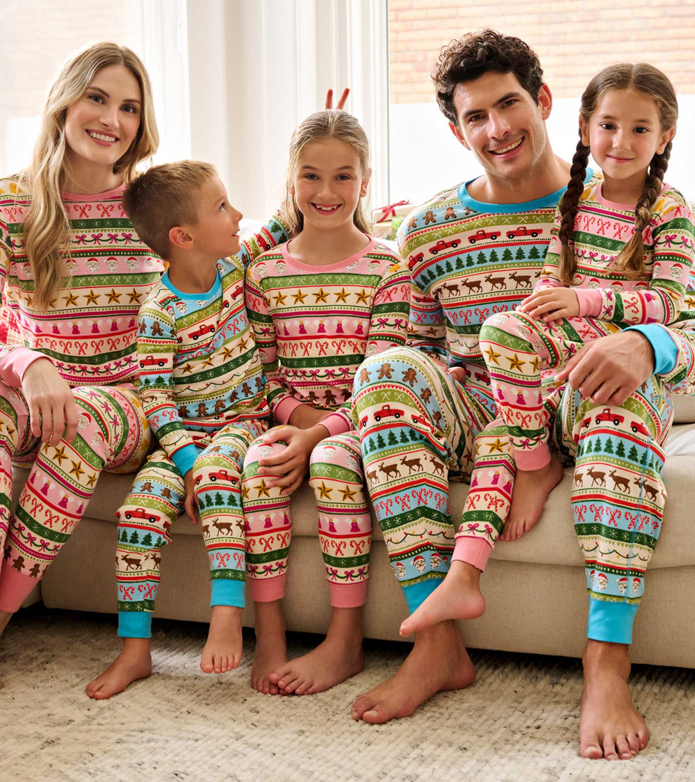 Hatley Women's Pink Fun Fair Isle Cotton Pajama Set