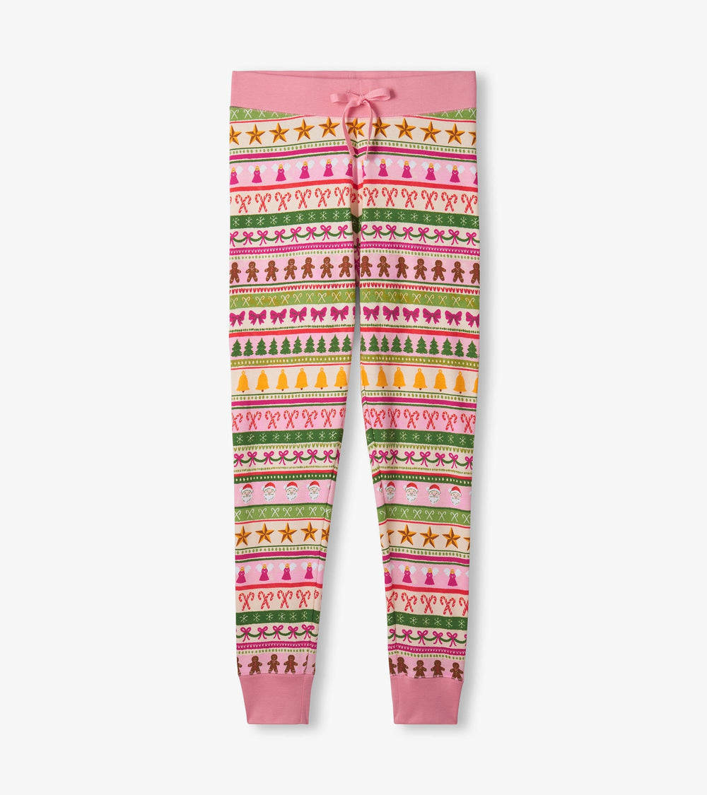 Hatley Women's Pink Fun Fair Isle Cotton Pajama Set