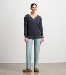 Hatley V-Neck Slouchy Sweater - Faded Grey