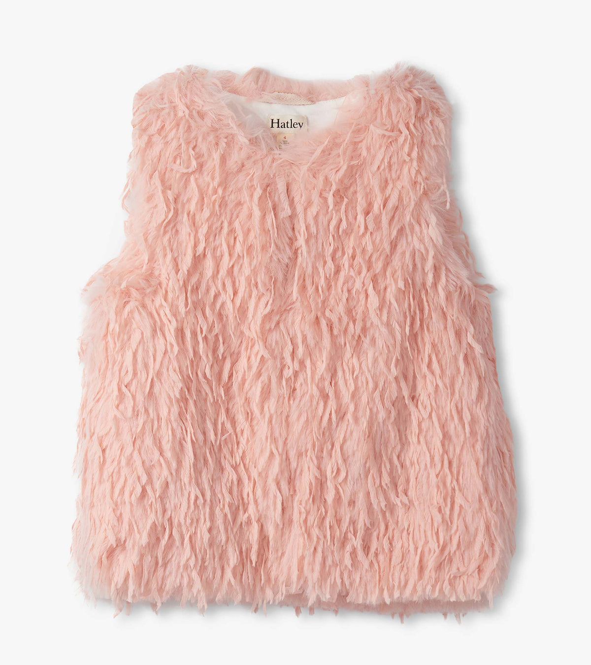 Hatley Girls Pale Pink Feather Faux Fur Vest