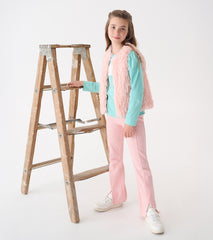 Hatley Girls Pale Pink Feather Faux Fur Vest