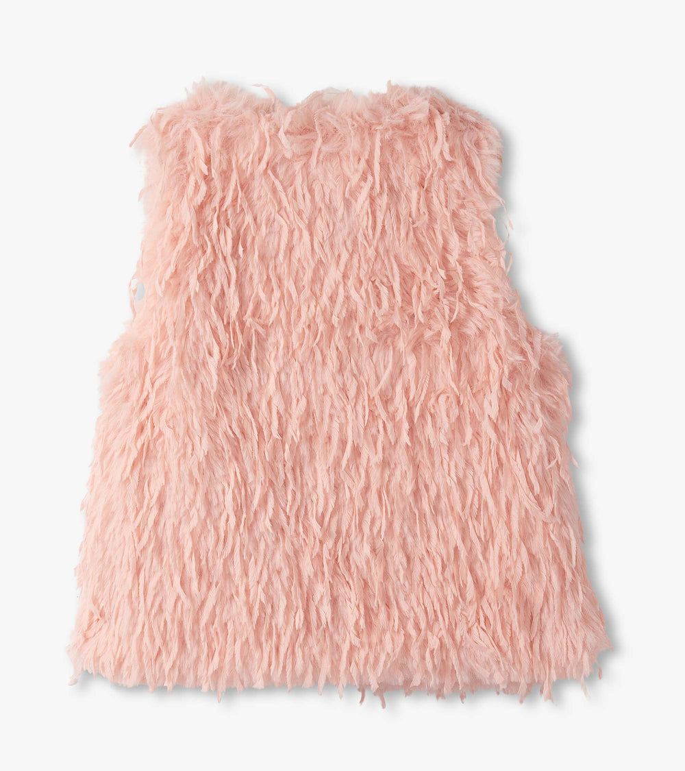 Hatley Girls Pale Pink Feather Faux Fur Vest