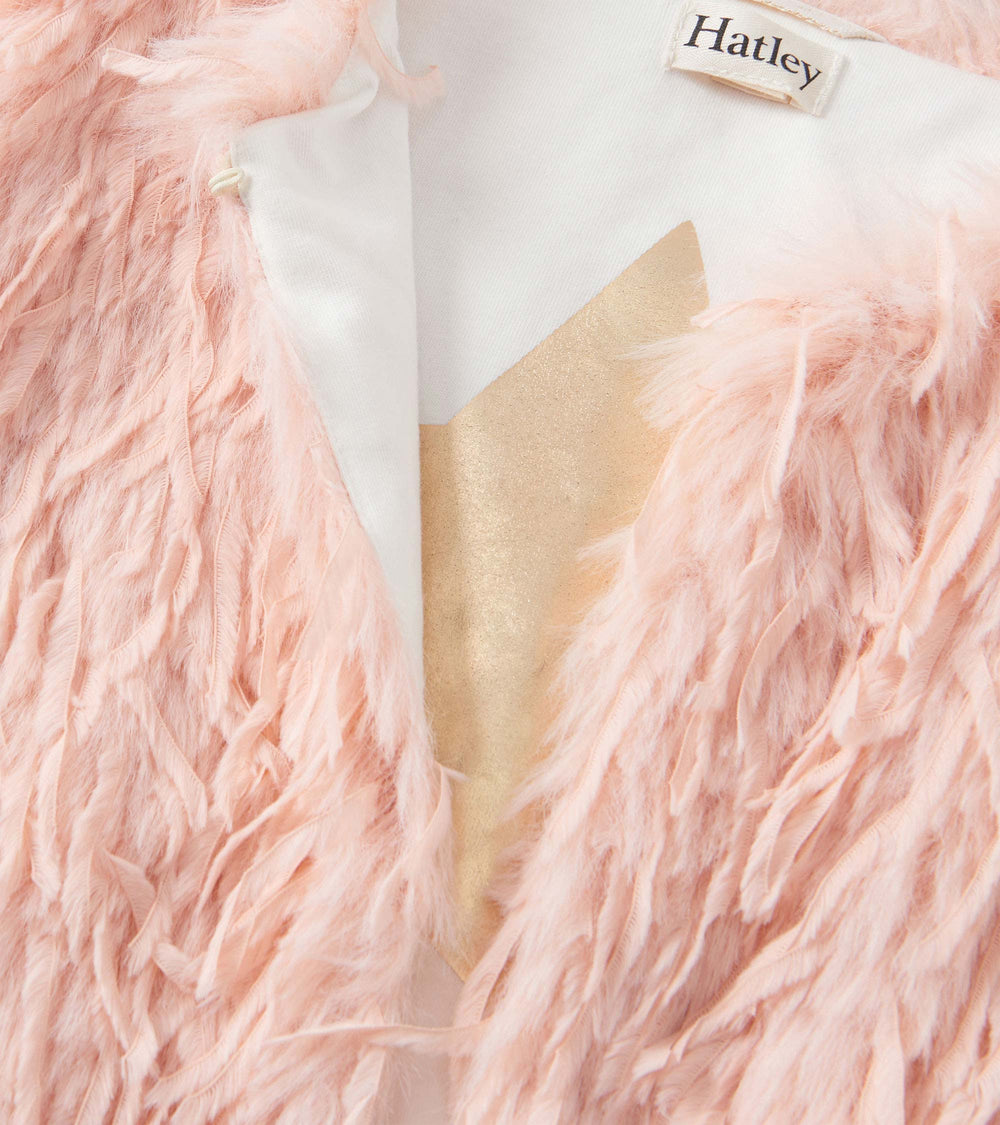 Hatley Girls Pale Pink Feather Faux Fur Vest