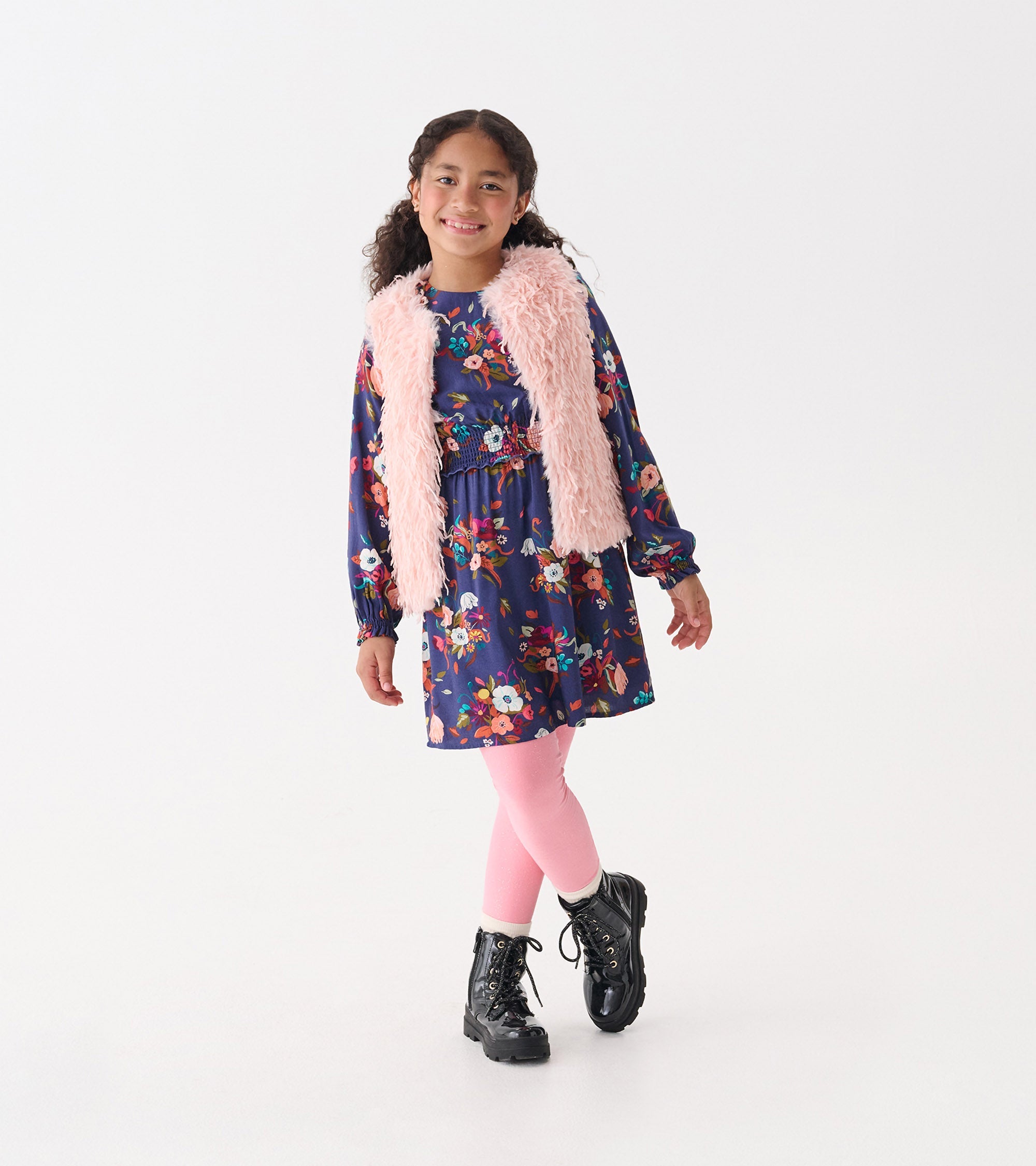 Hatley Girls Pale Pink Feather Faux Fur Vest