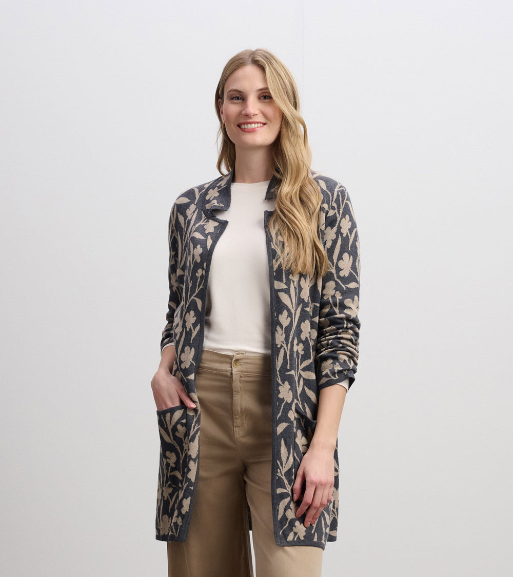 Hatley Sweater Blazer - Floral Vines