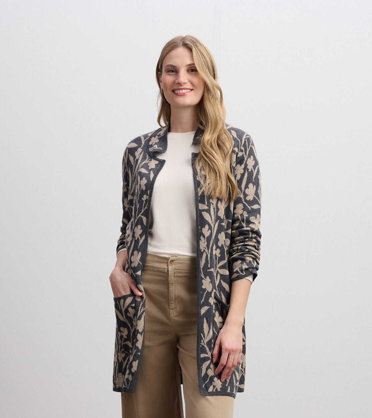 Hatley Sweater Blazer - Floral Vines