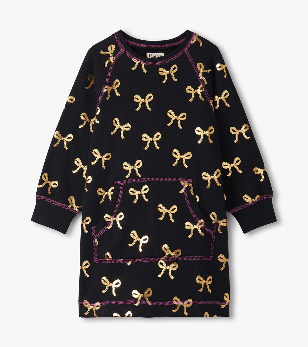 Hatley Girls Gold Bows Sweater Dress