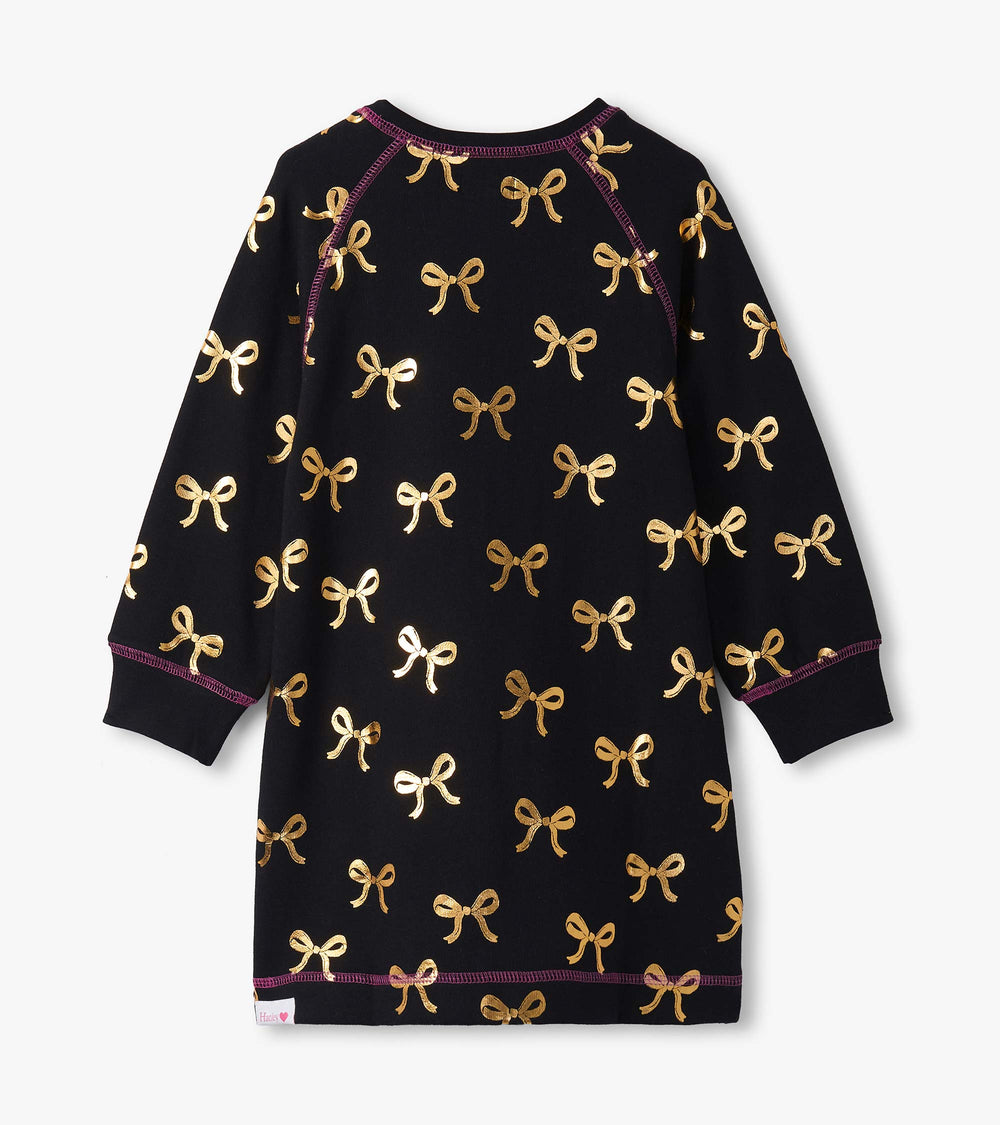 Hatley Girls Gold Bows Sweater Dress