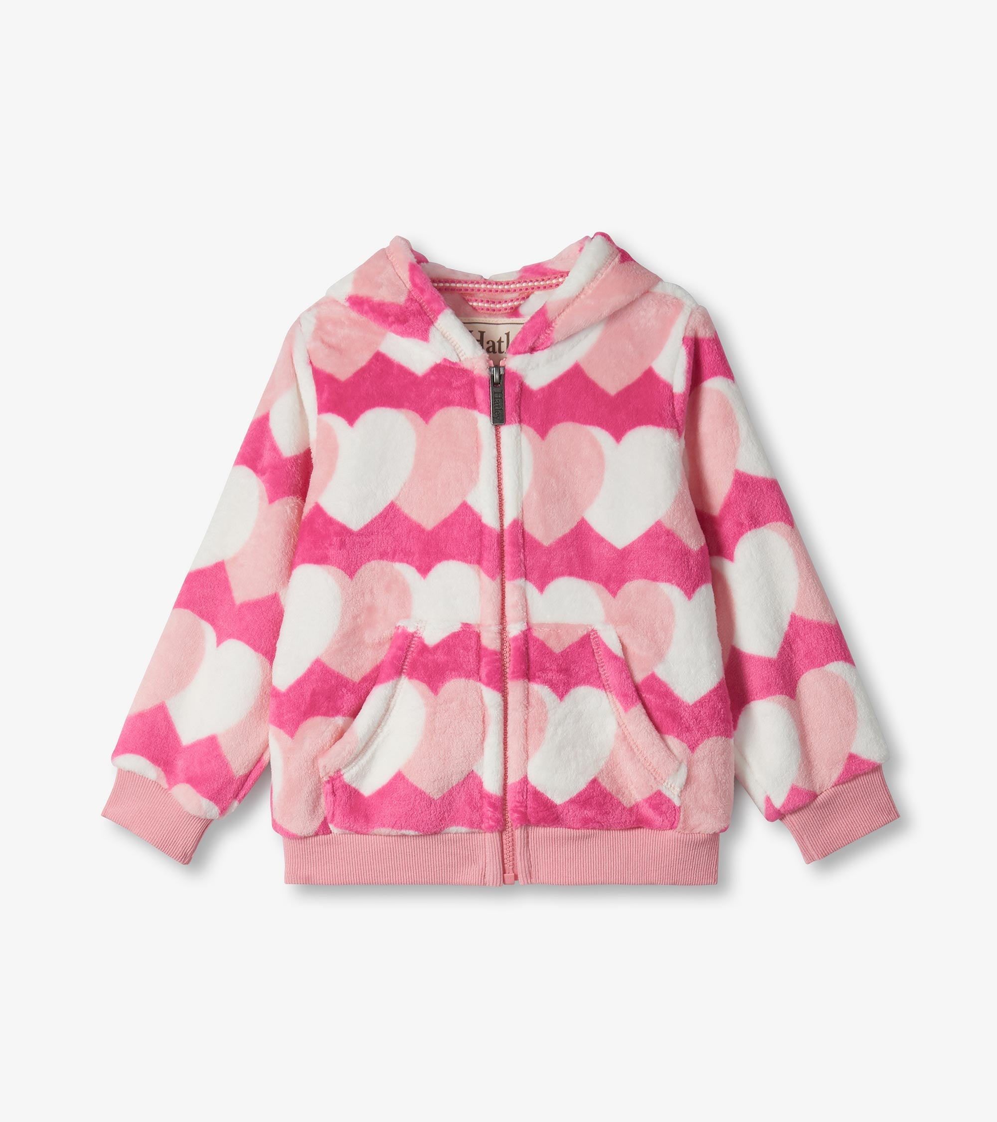 Hatley Girls Graphic Hearts Fleece Zip-Up Hoodie