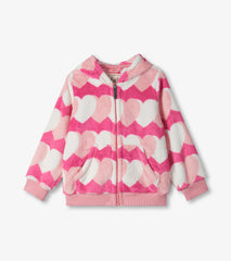 Hatley Girls Graphic Hearts Fleece Zip-Up Hoodie