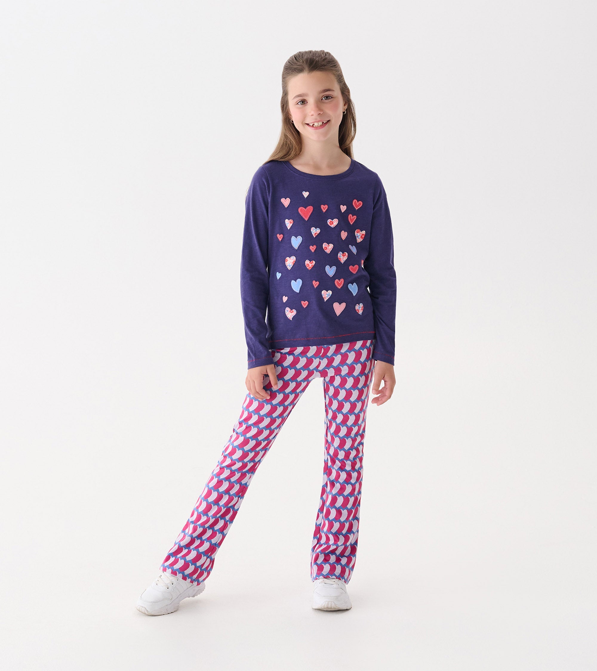 Hatley Girls Graphic Hearts Fun Waist Flare Pants