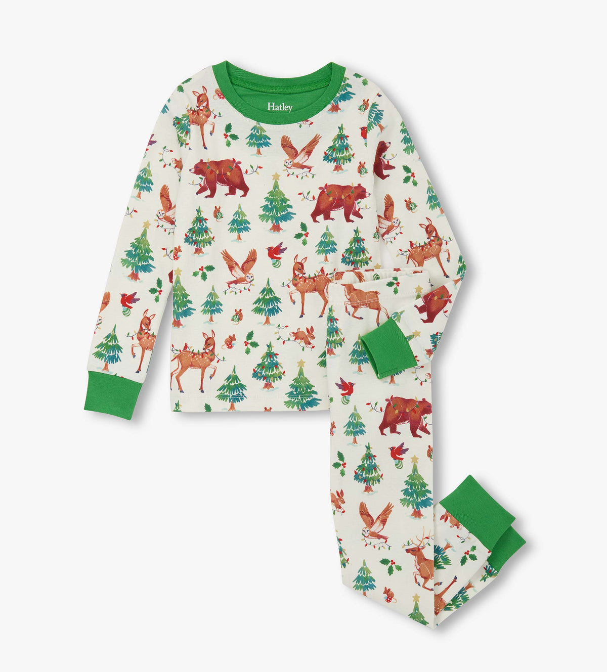 Hatley Girls Holiday Animals Cotton Pajama Set