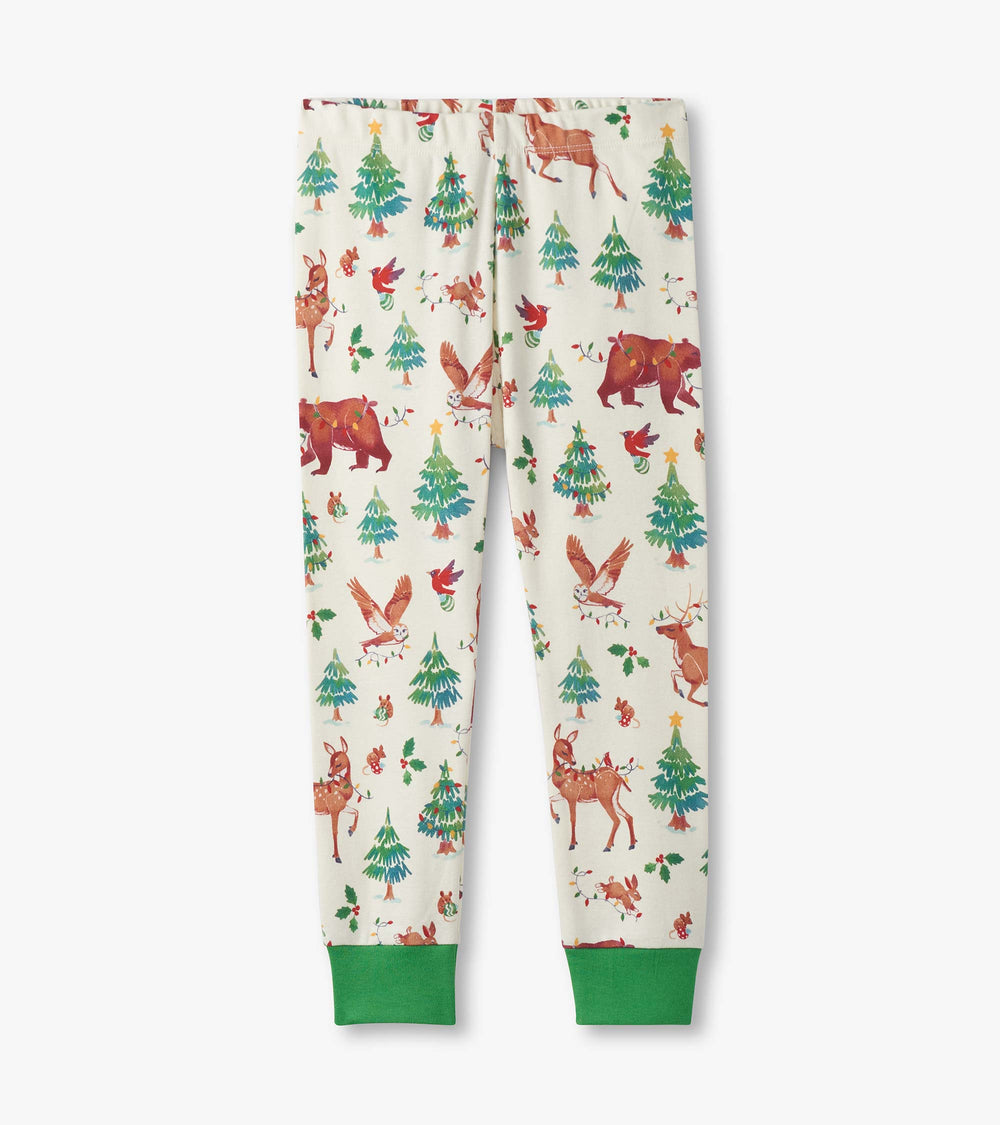 Hatley Girls Holiday Animals Cotton Pajama Set