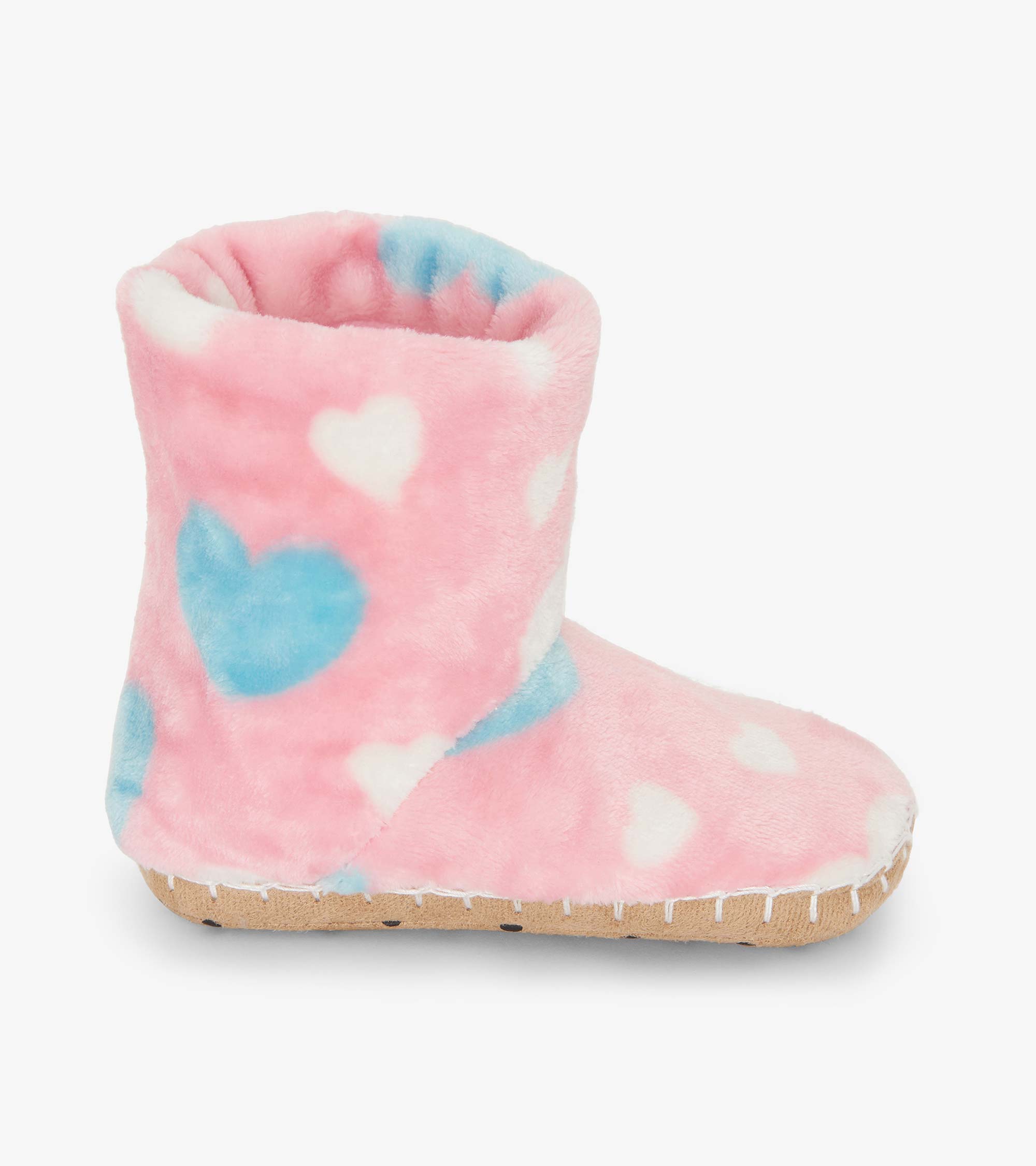 Hatley Girls Big Hearts Fuzzy Fleece Slippers