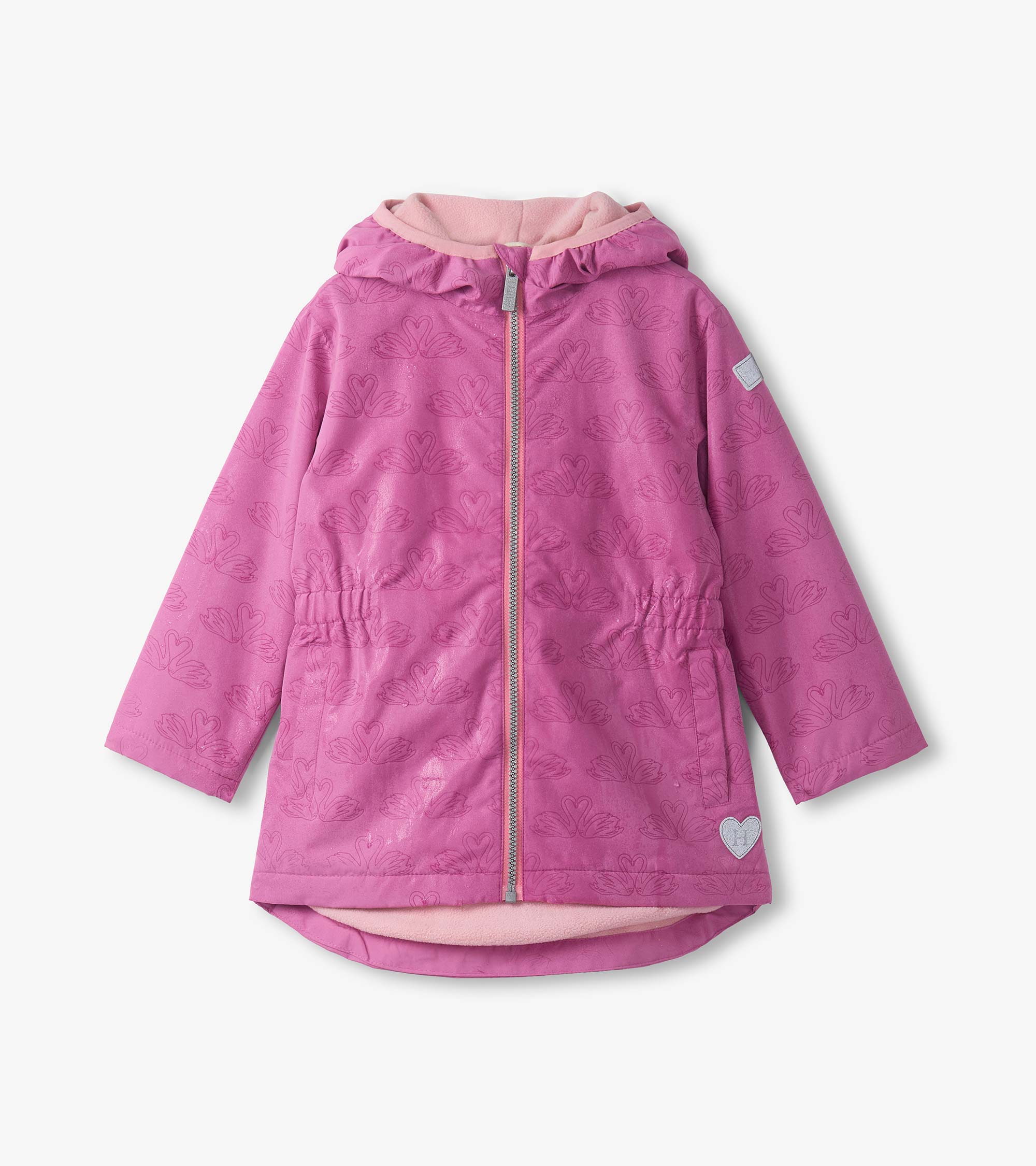 Hatley Girls Heart Swans Color Changing Zip-Up Rain Jacket
