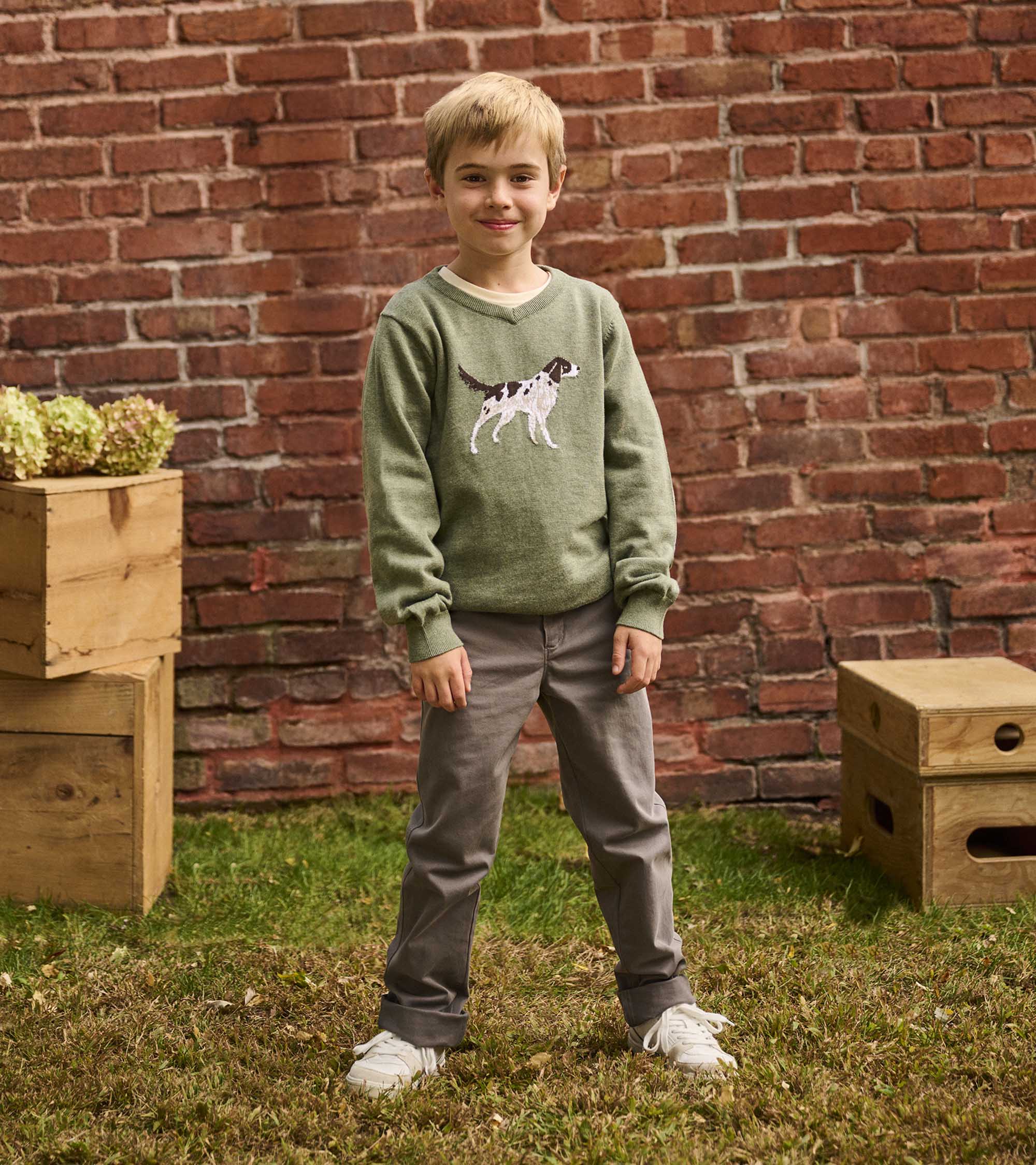 Hatley Boys Hunting Dogs V-Neck Sweater